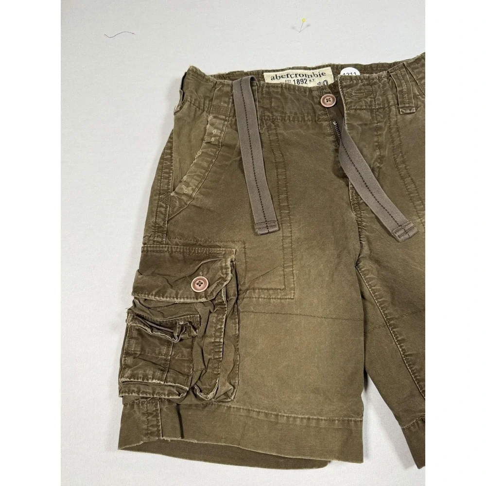 Abercrombie Shorts Boys 10 Green Cargo Twill Cotton Pockets Casual Summer Play